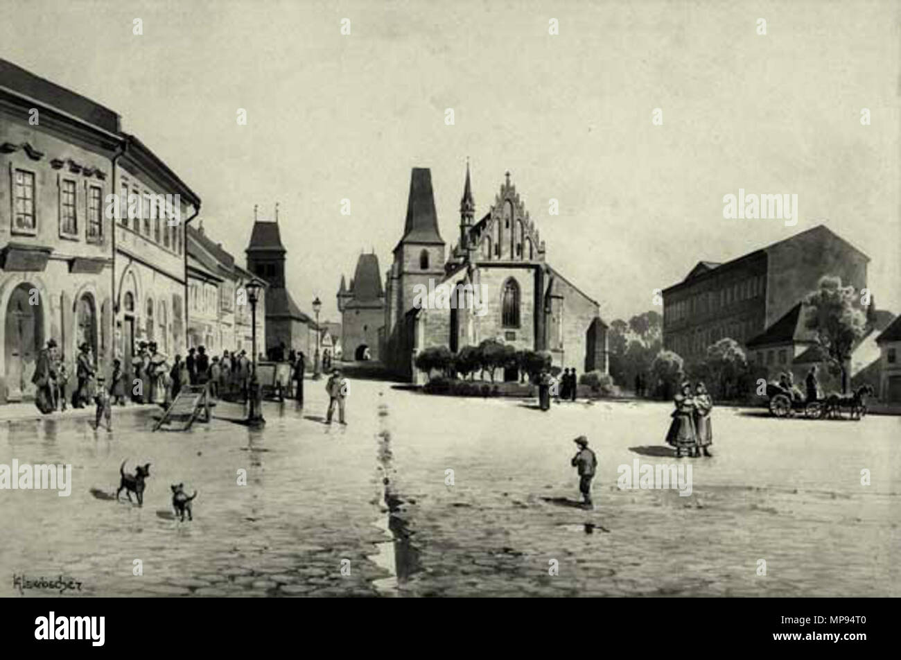 810 Liebscher, Karel - Rakovník, náměstí (1900) Stock Photo