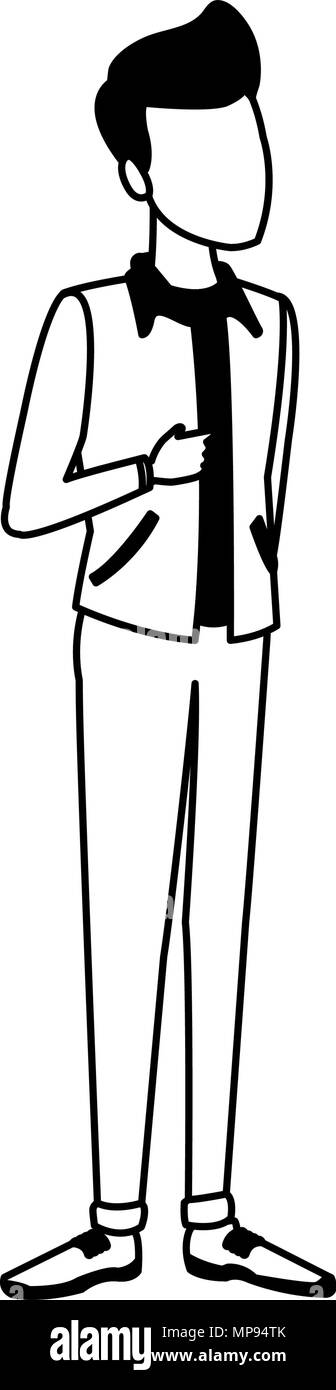 Young man cartoon in black and white Stock Vector Image & Art - Alamy