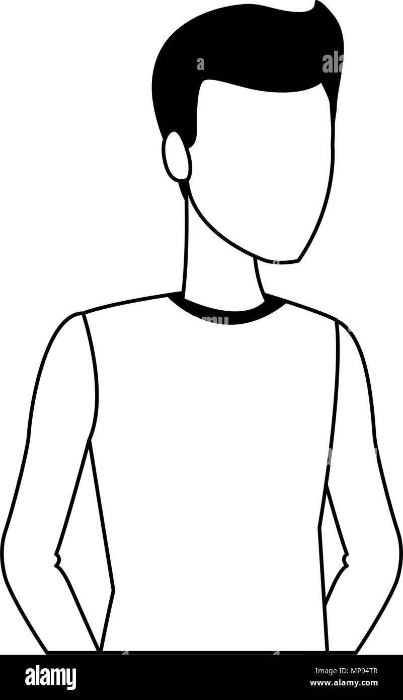 Young man cartoon in black and white Stock Vector Image & Art - Alamy