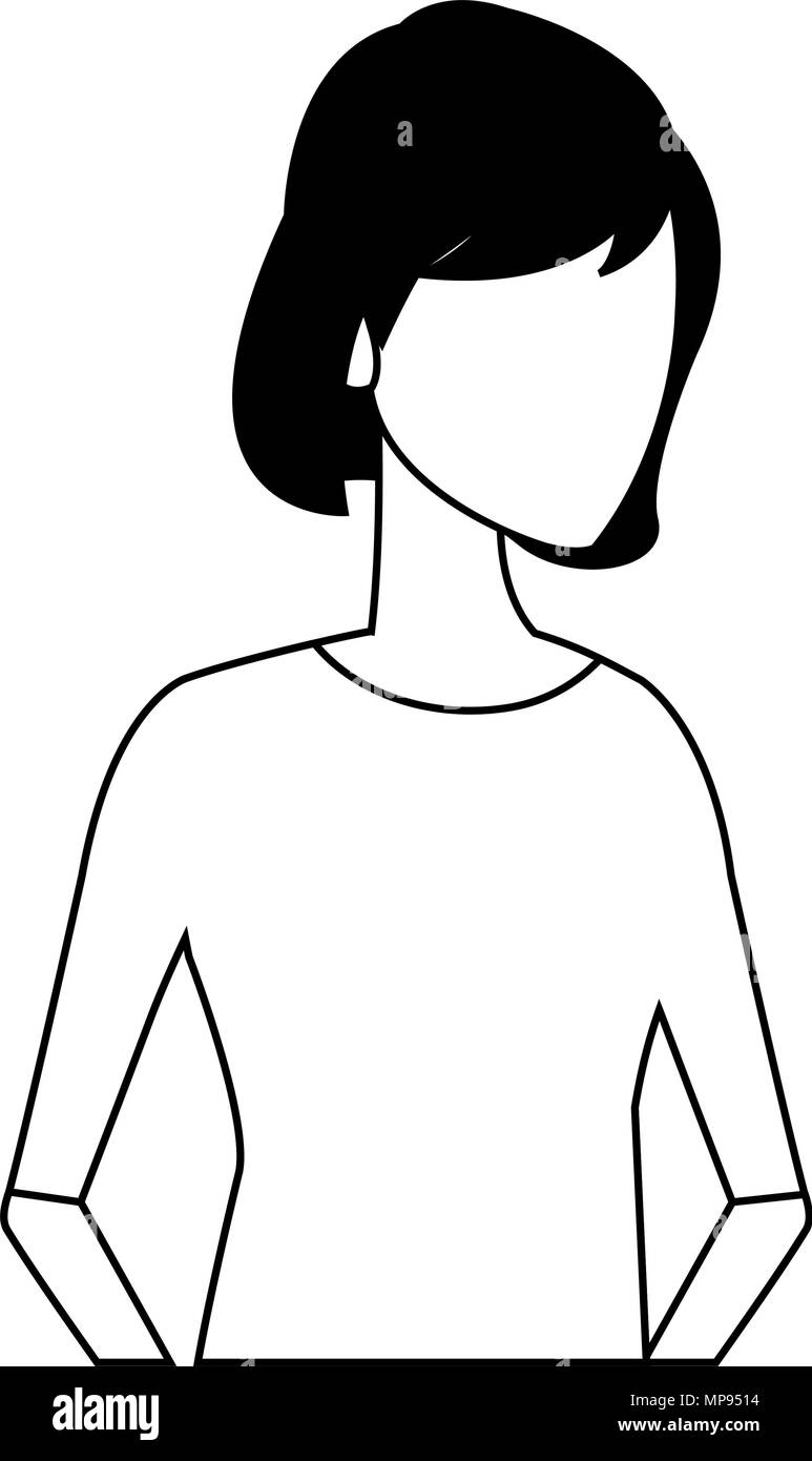 Young woman cartoon in black and white Stock Vector Image & Art - Alamy