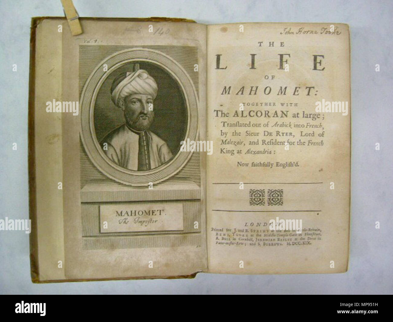 . English: A drawing of en:Muhammad in The Life of Mahomet, by A. du Ryer, published 1719. Source: Mohammed Image Archive . 1719. A. du Ryer 810 Lifeofmahomet Stock Photo