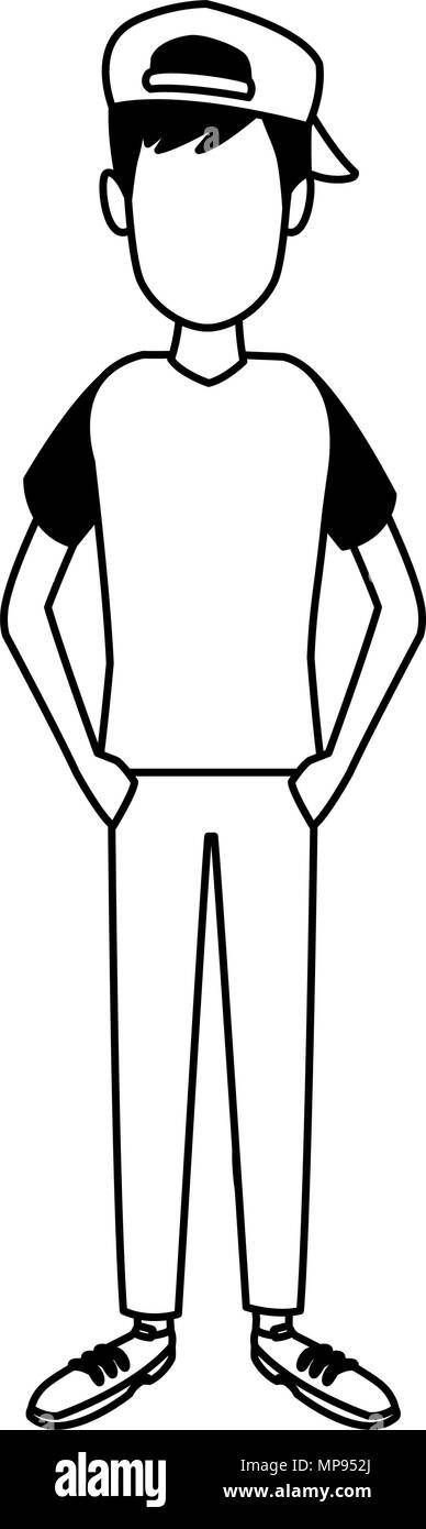 Young man cartoon in black and white Stock Vector Image & Art - Alamy
