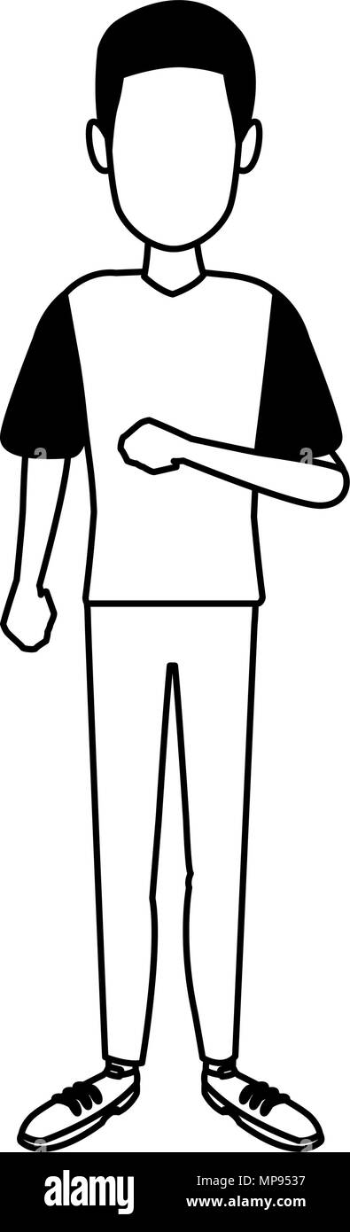 Young man cartoon in black and white Stock Vector Image & Art - Alamy