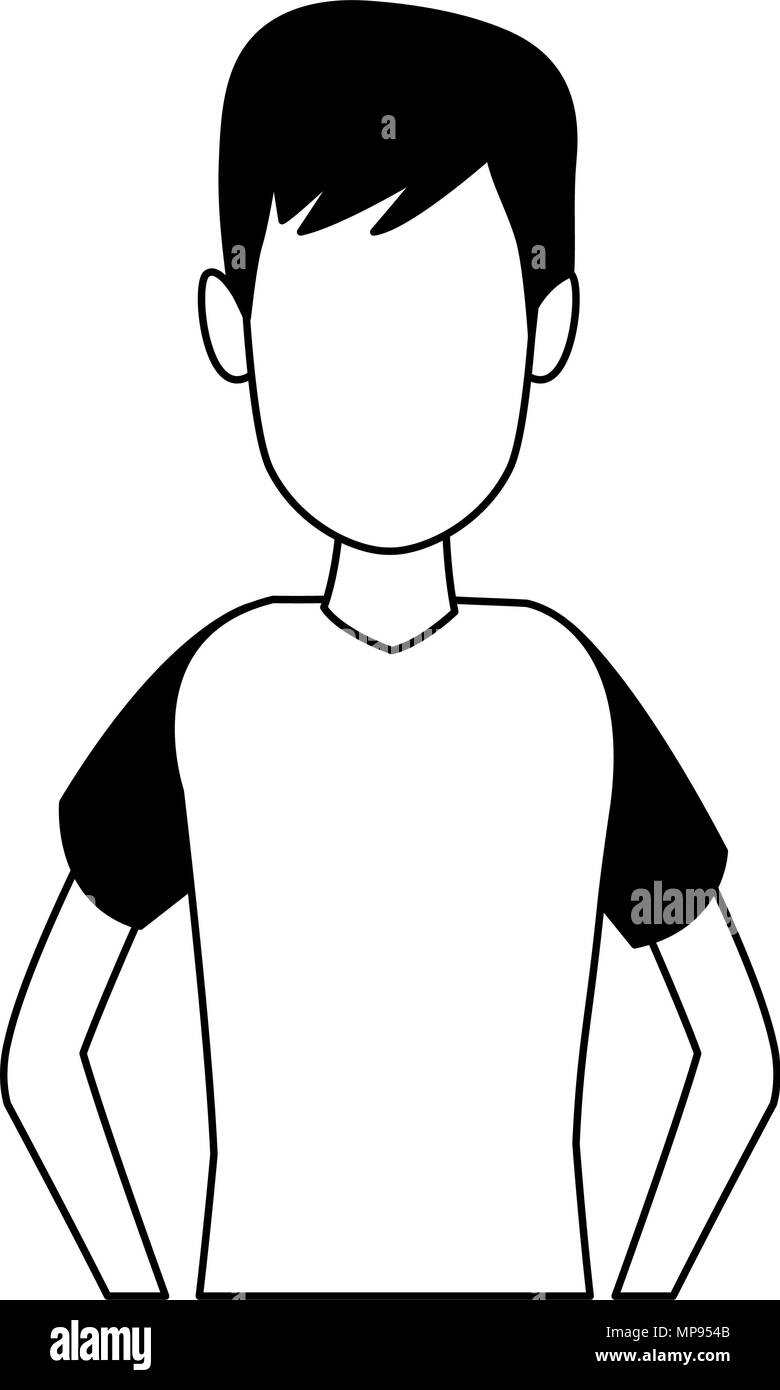 Young man cartoon in black and white Stock Vector Image & Art - Alamy