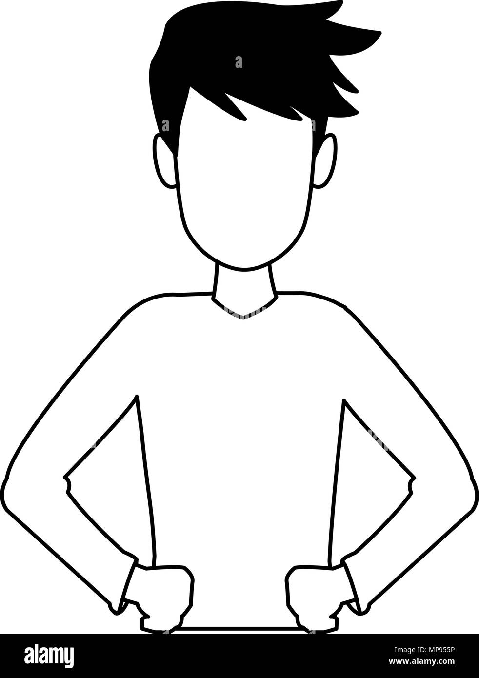 Young man cartoon in black and white Stock Vector Image & Art - Alamy