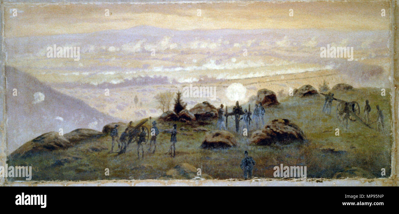 . English: View from the summit of Little Round Top at 7:30 P.M. July 3rd, 1863 . between 1865 and 1895. Forbes, Edwin, 1839-1895, artist 814 Little Round Top view Edwin Forbes Stock Photo