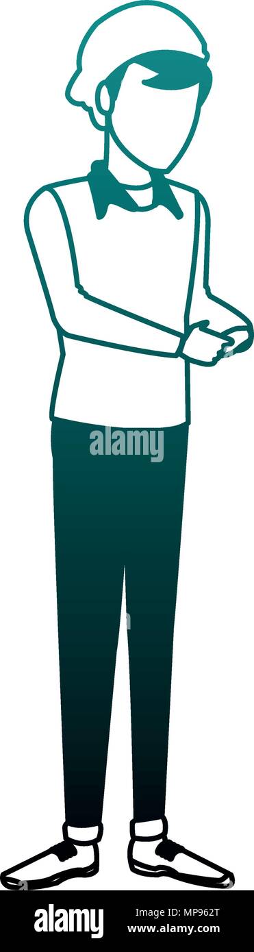 Young man cartoon blue lines Stock Vector
