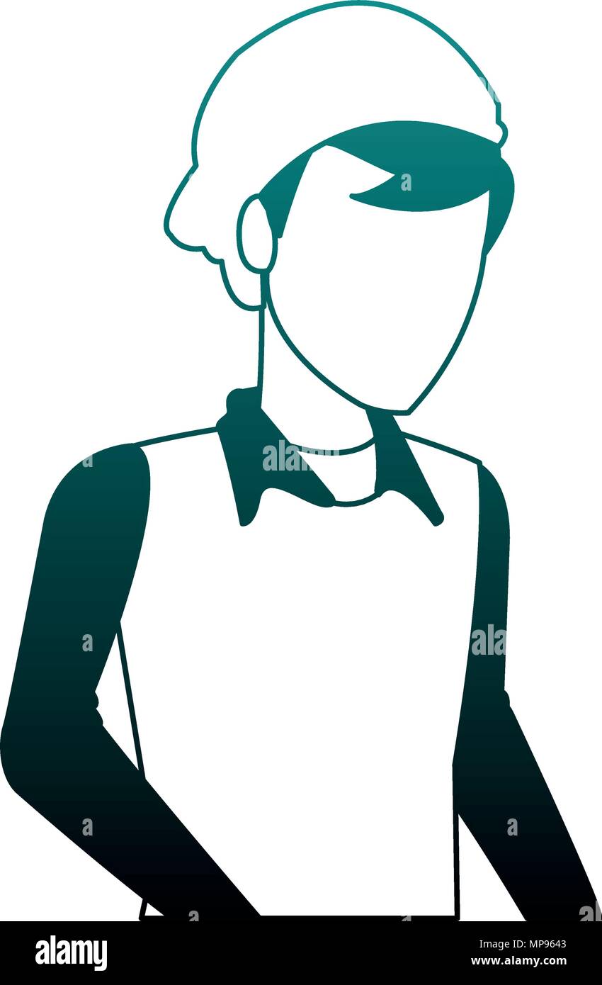 Young man cartoon blue lines Stock Vector