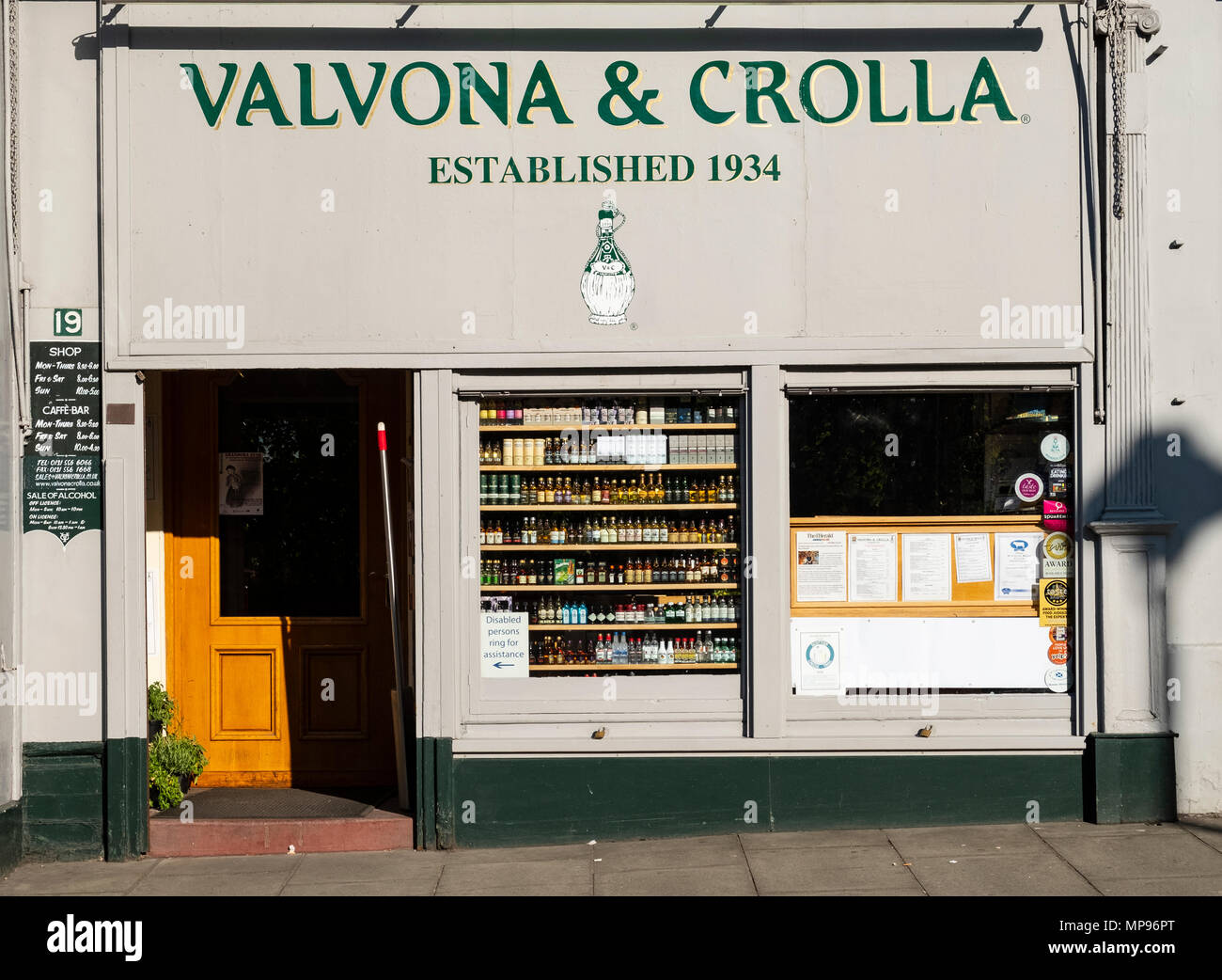 Exterior of famous Valvona & Crolla Italian delicatessen shop on Elm Row in Edinburgh, Scotland, UK Stock Photo
