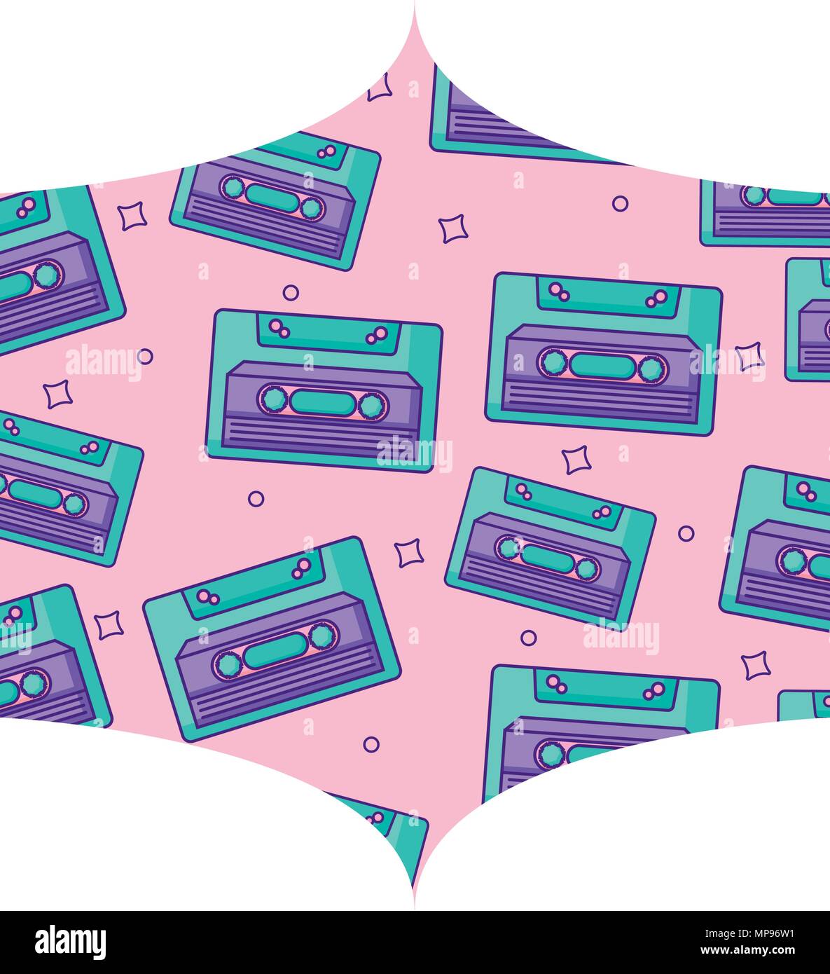 decorative frame with Cassette pattern over white background, vector