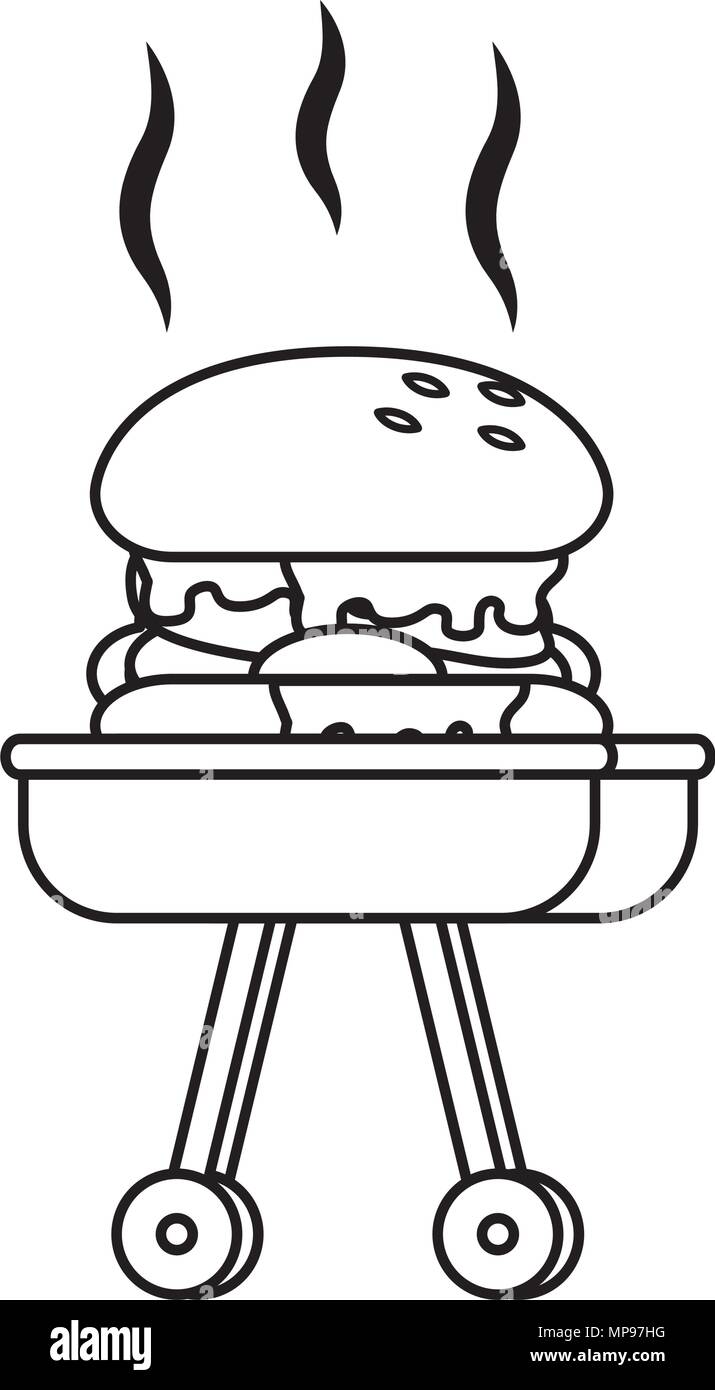 hamburger on bbq grill over white background, vector illustration Stock  Vector Image & Art - Alamy