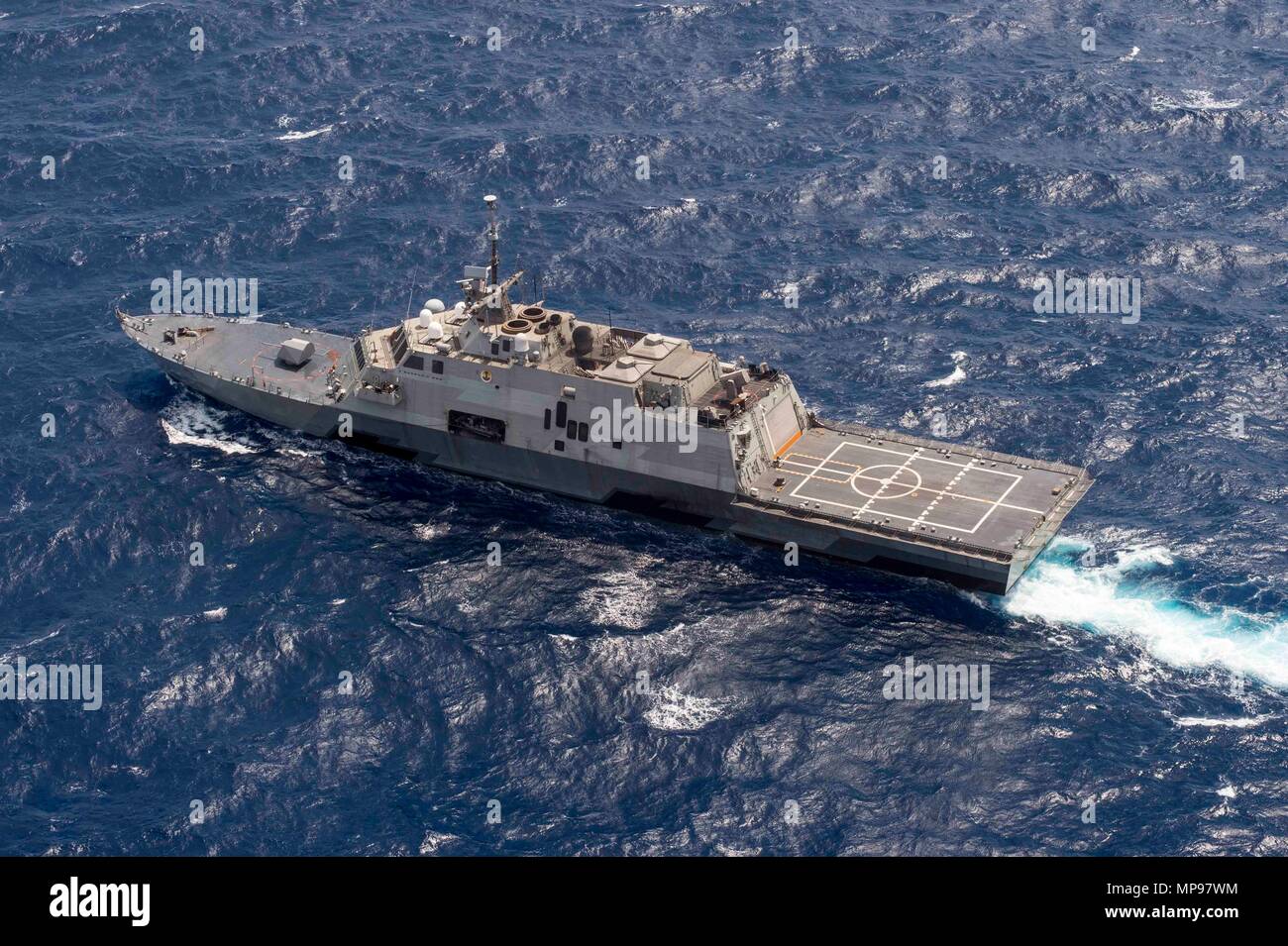 The U.S. Navy Freedom-class littoral combat ship USS Fort Worth steams underway July 7, 2015 in the South China Sea.   (photo by Joe Bishop via Planetpix) Stock Photo