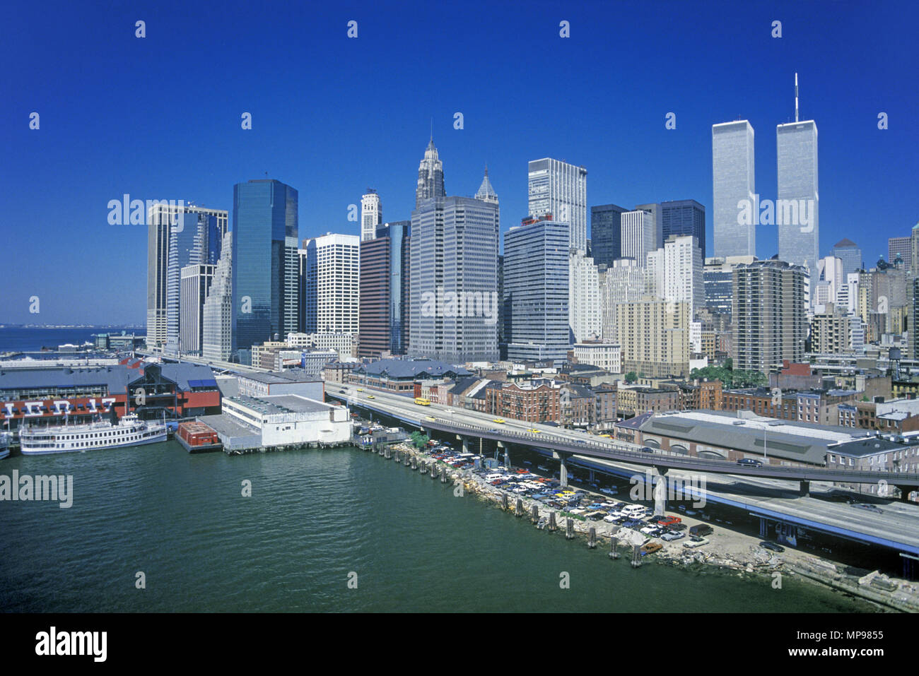 1988 HISTORICAL TWIN TOWERS DOWNTOWN SKYLINE MANHATTAN NEW
