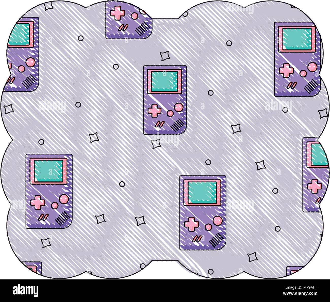 Game Pattern Frame decorative frame with portable videogame pattern over white background ...