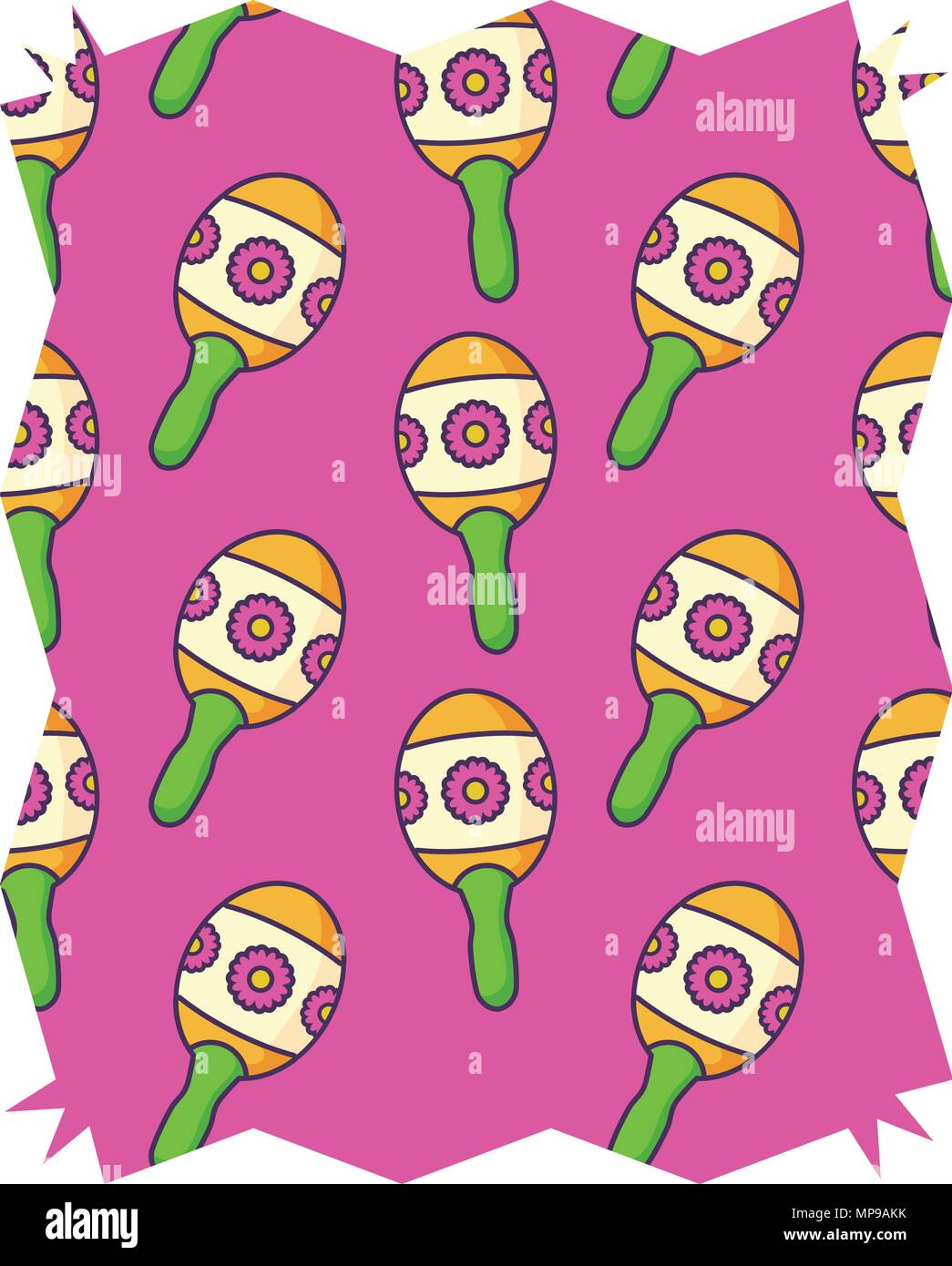 abstract frame with Mexican maracas pattern over white background