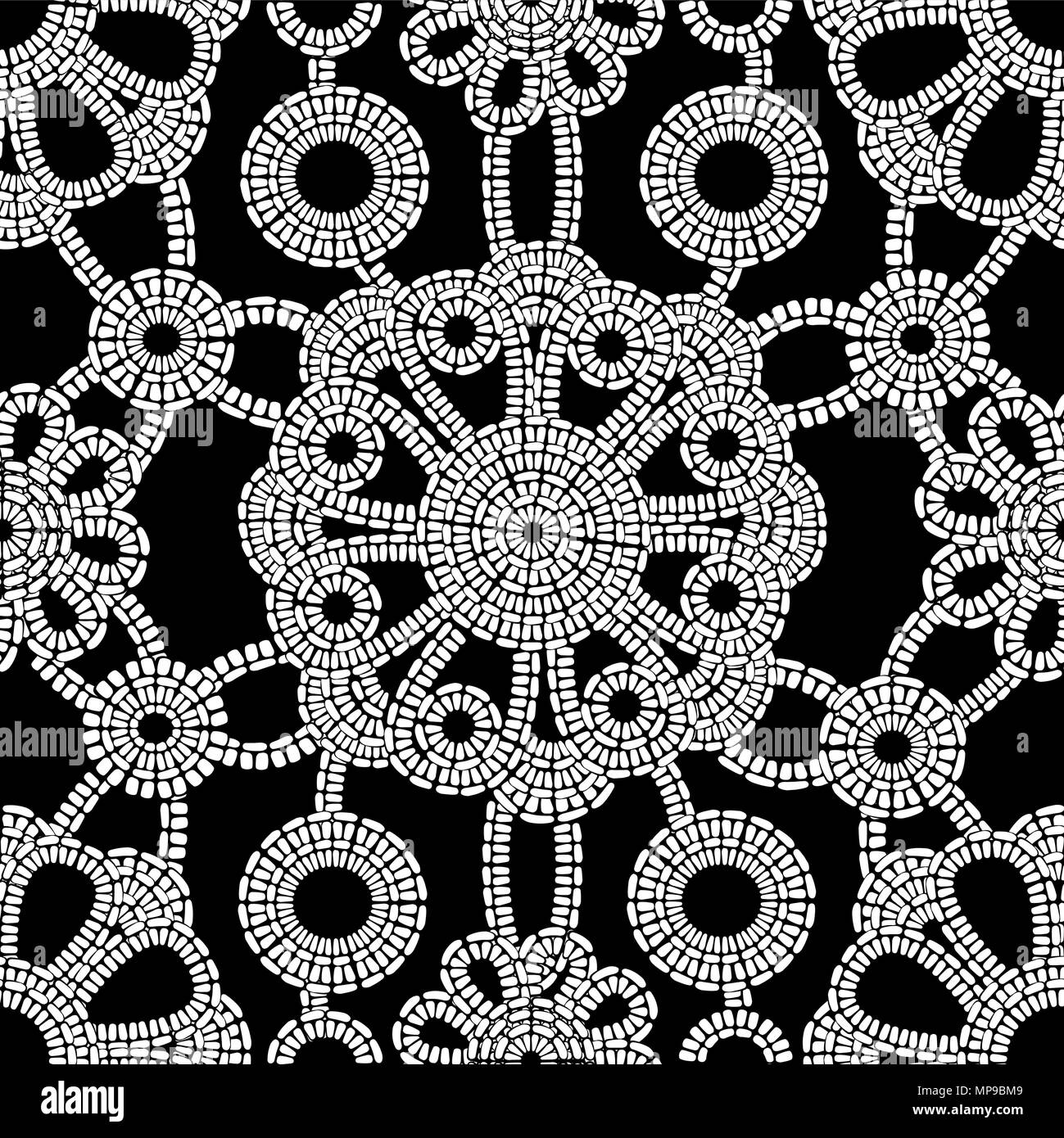 Seamless texture with lacy flowers a black background. Continuous pattern of flowers. Suitable for design: cloth, web, wallpaper, wrapping Stock Vector