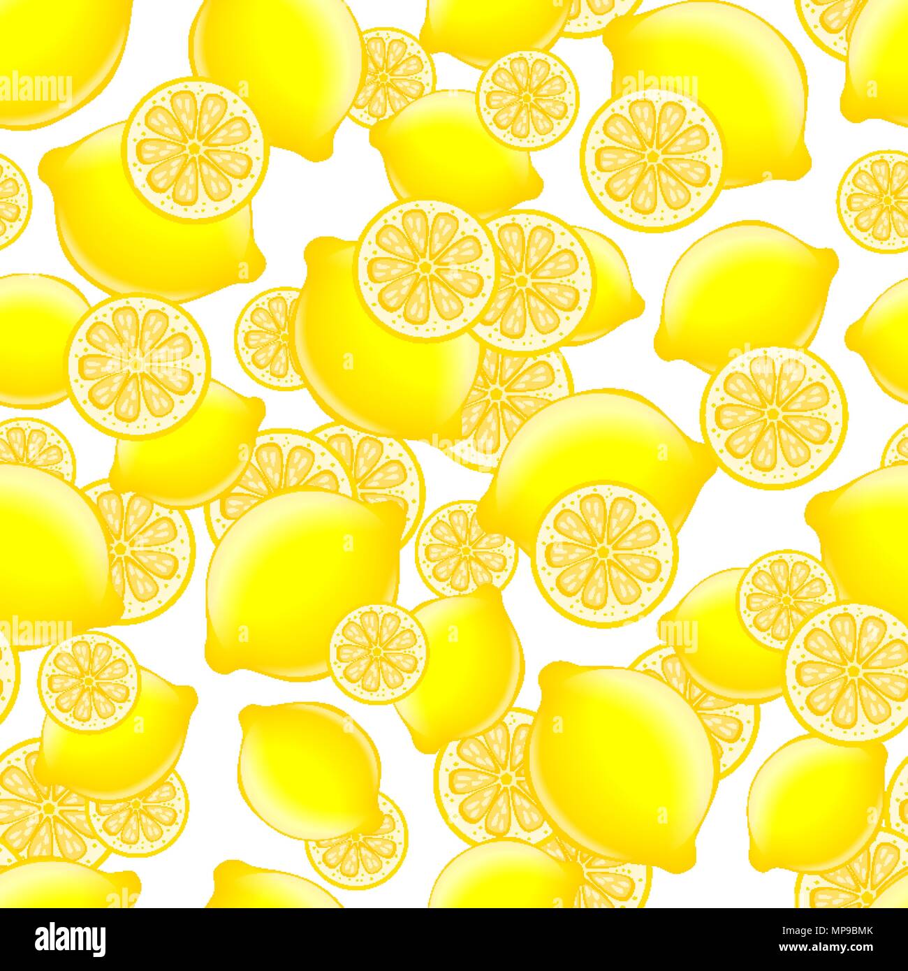 vector seamless citrus pattern on white background. Lemons are falling ...
