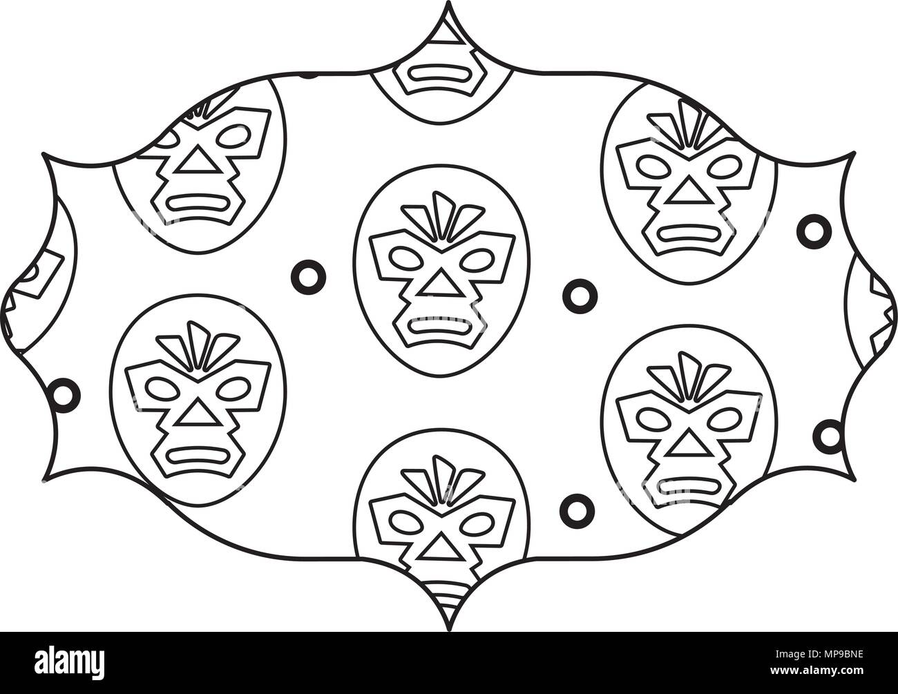 arabic frame with wrestler mask pattern over white background, vector illustration Stock Vector