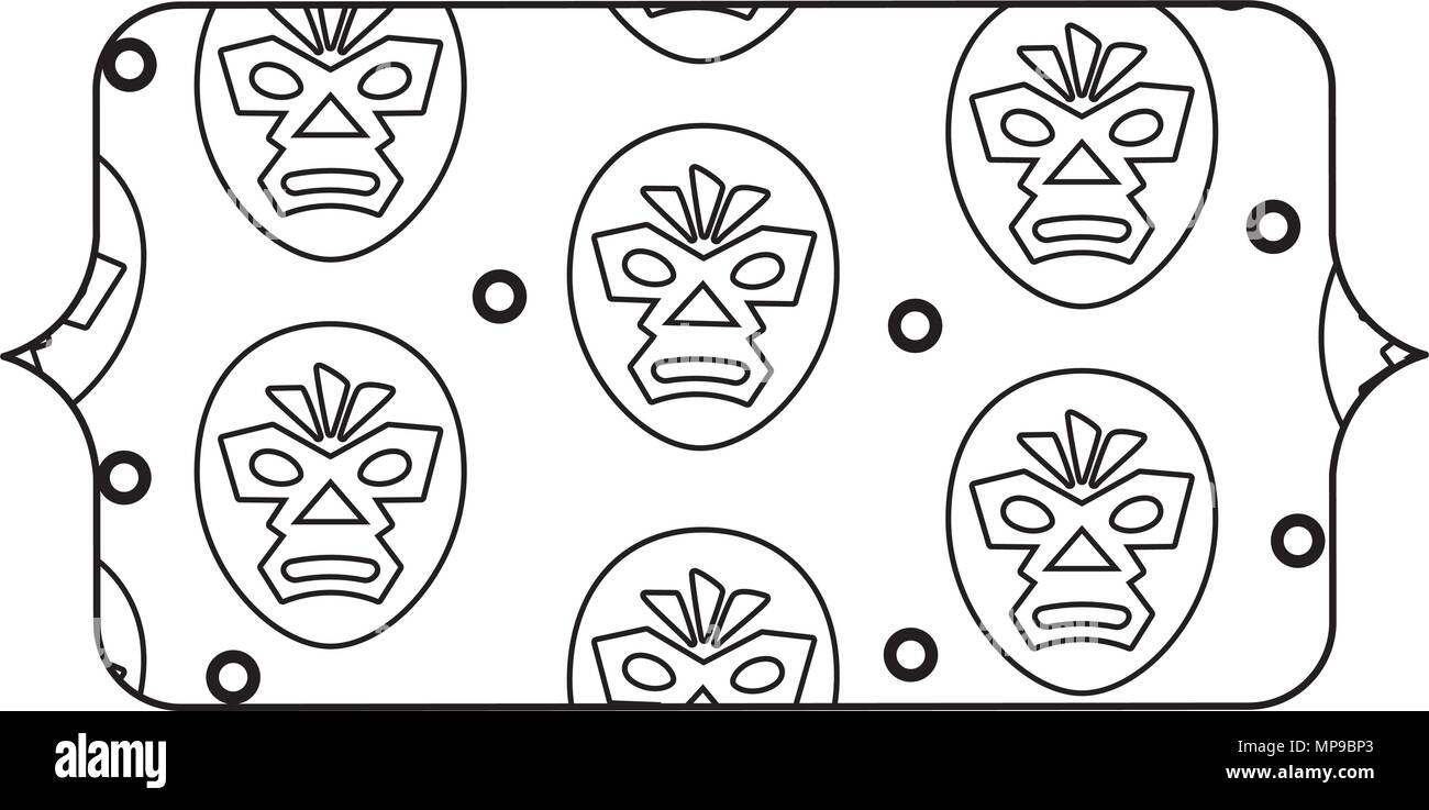 banner with wrestler mask pattern over white background, vector illustration Stock Vector