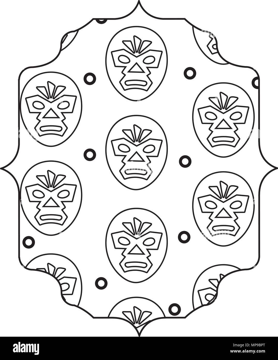 arabic frame with wrestler mask pattern over white background, vector ...