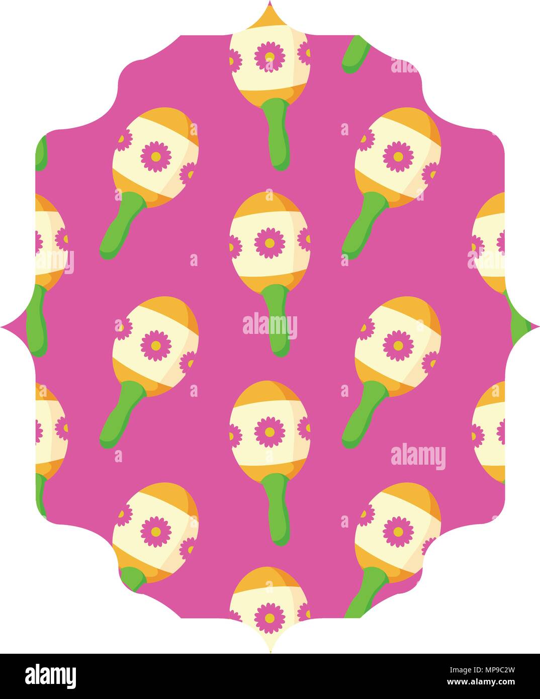 arabic frame with Mexican maracas pattern over white background, vector