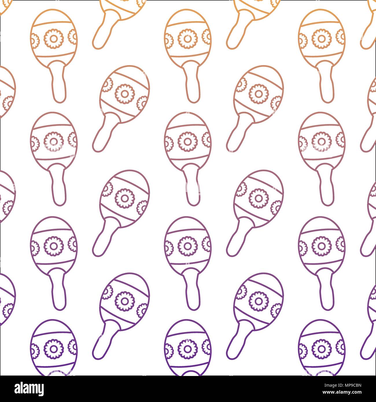 background of Mexican maracas pattern, vector illustration Stock Vector