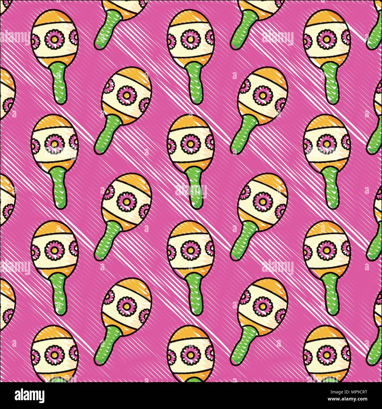 background of mexican maracas pattern, vector illustration Stock Vector