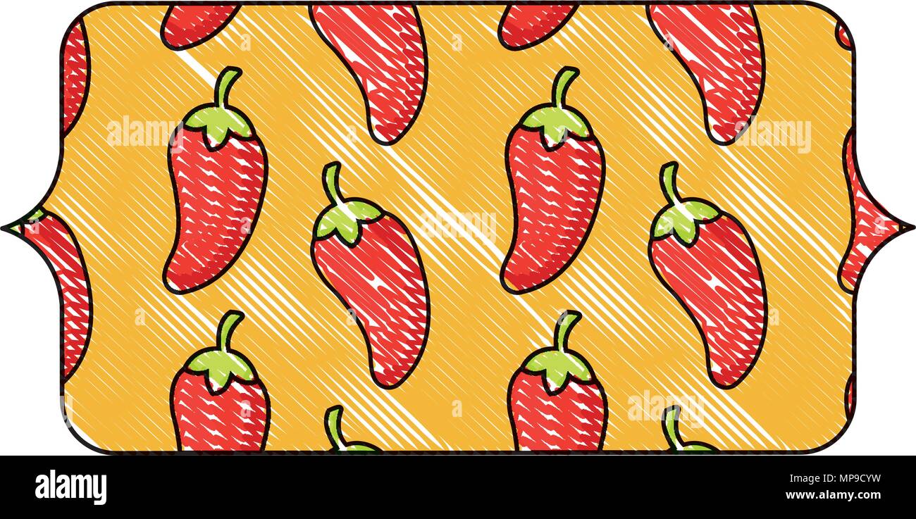 banner with chili pepper pattern over white background, vector