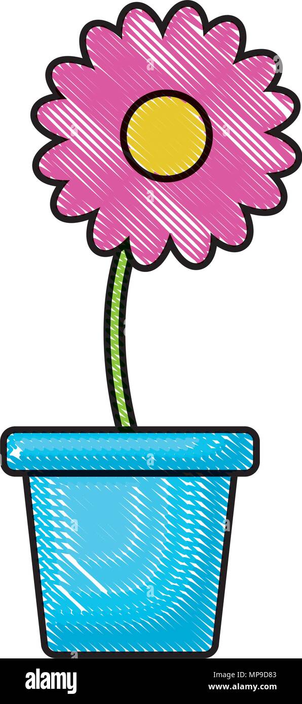 beautiful flower in a pot over white background, vector illustration ...