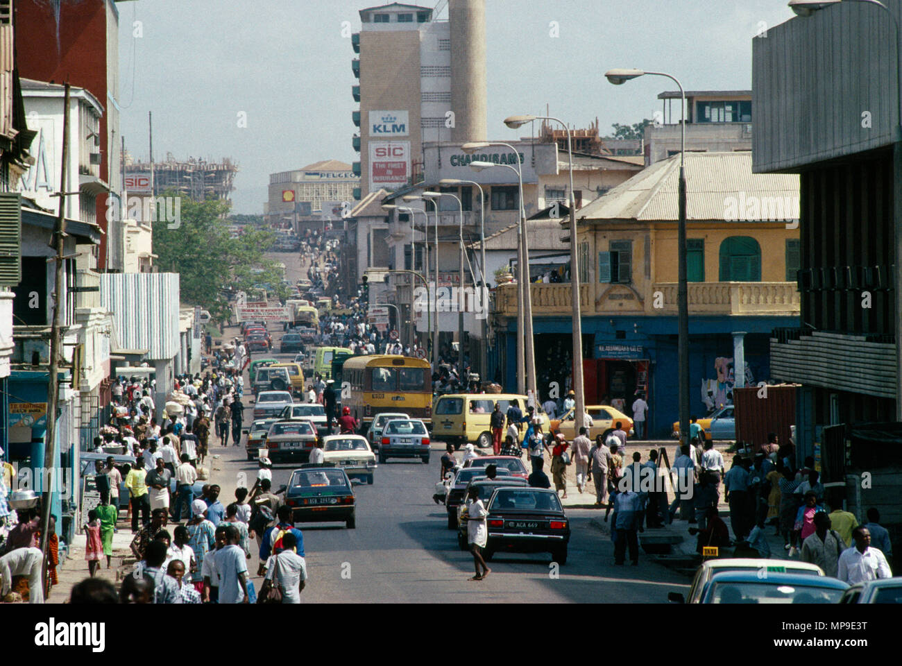 Ghana, Accra, Busy street scene in the city centre. Stock Photo