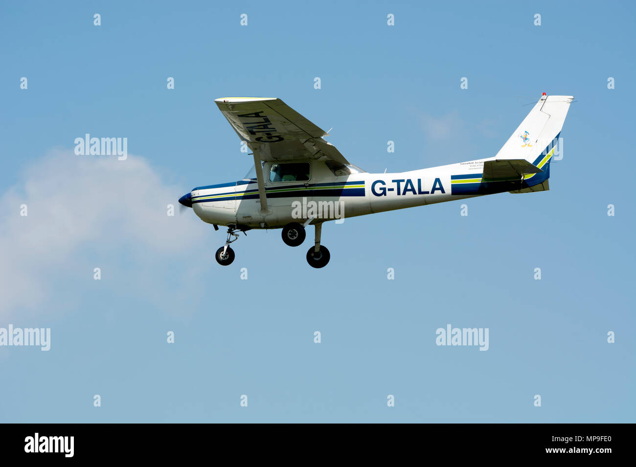 Cessna 152 at Staverton airfield, Gloucestershire, UK (G-TALA) Stock Photo