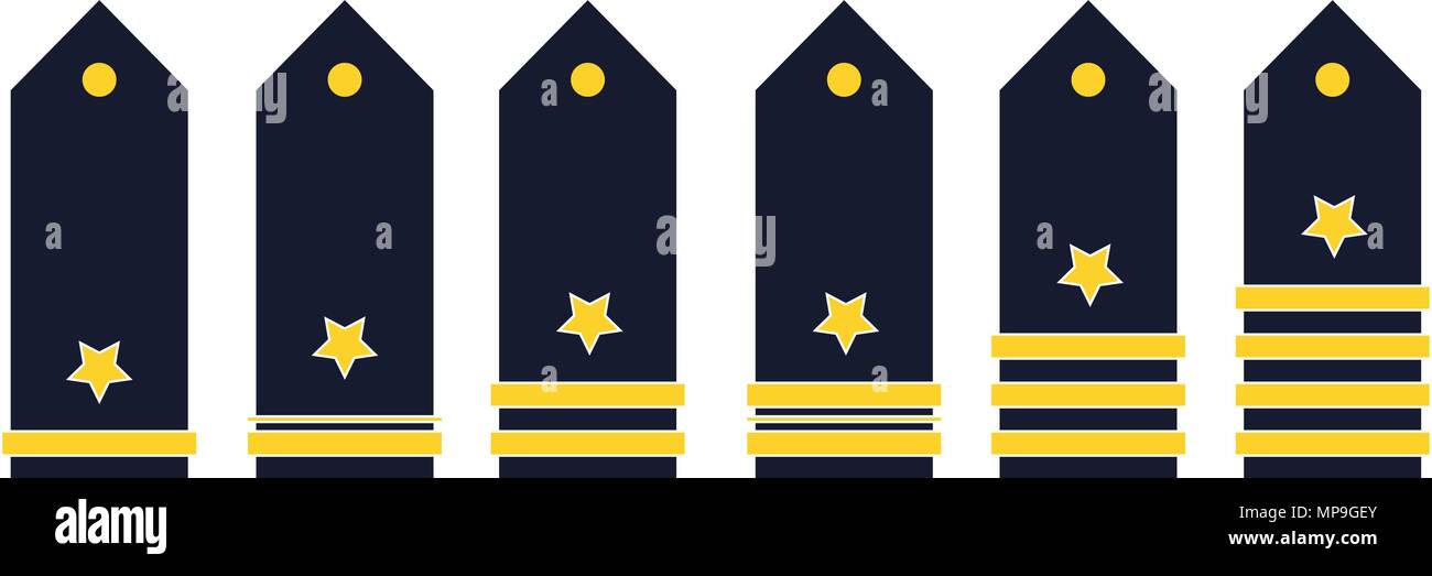 military ranks color vector illustration on white background Stock Vector
