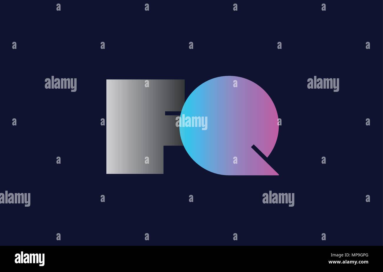 initial alphabet letter fq f q logo combination in pink blue and grey ...