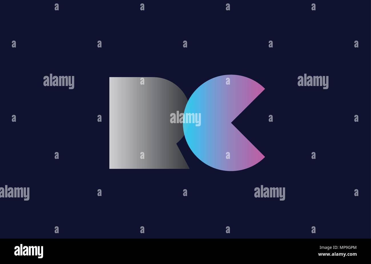 initial alphabet letter rc r c logo combination in pink blue and grey ...