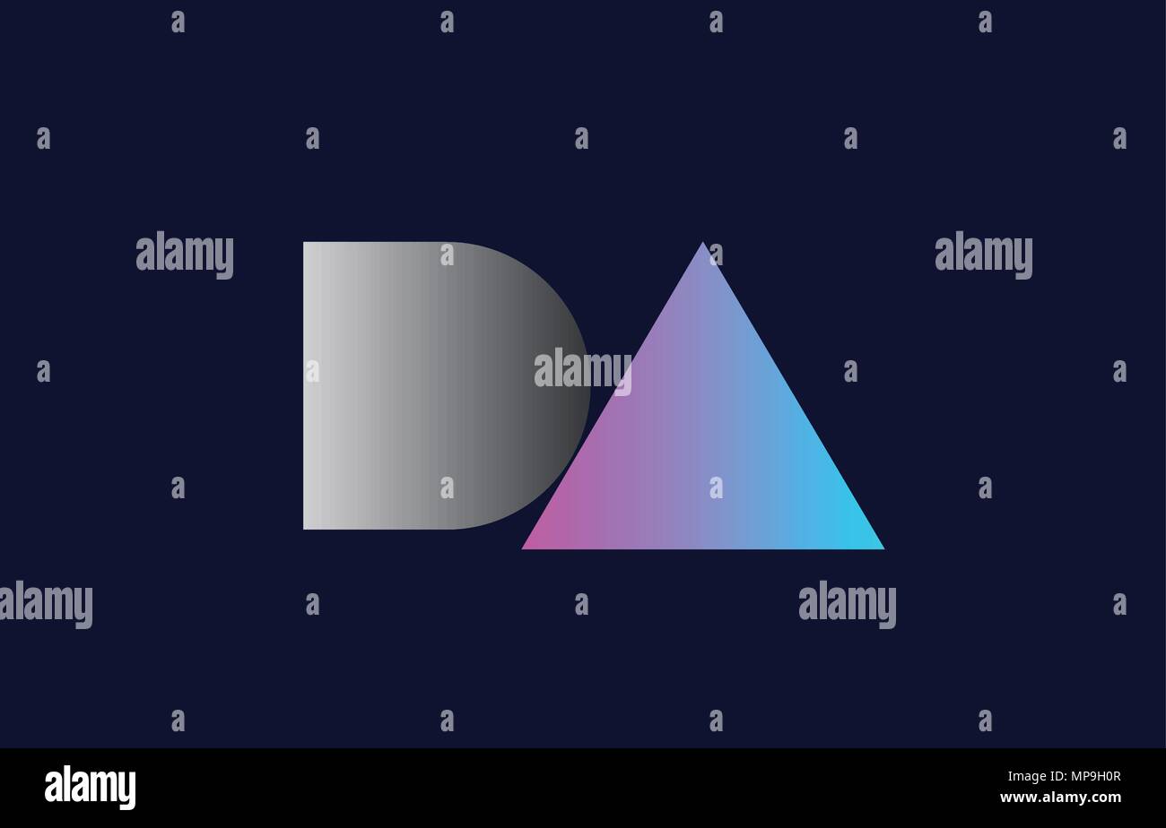 initial alphabet letter da d a logo combination in pink blue and grey ...