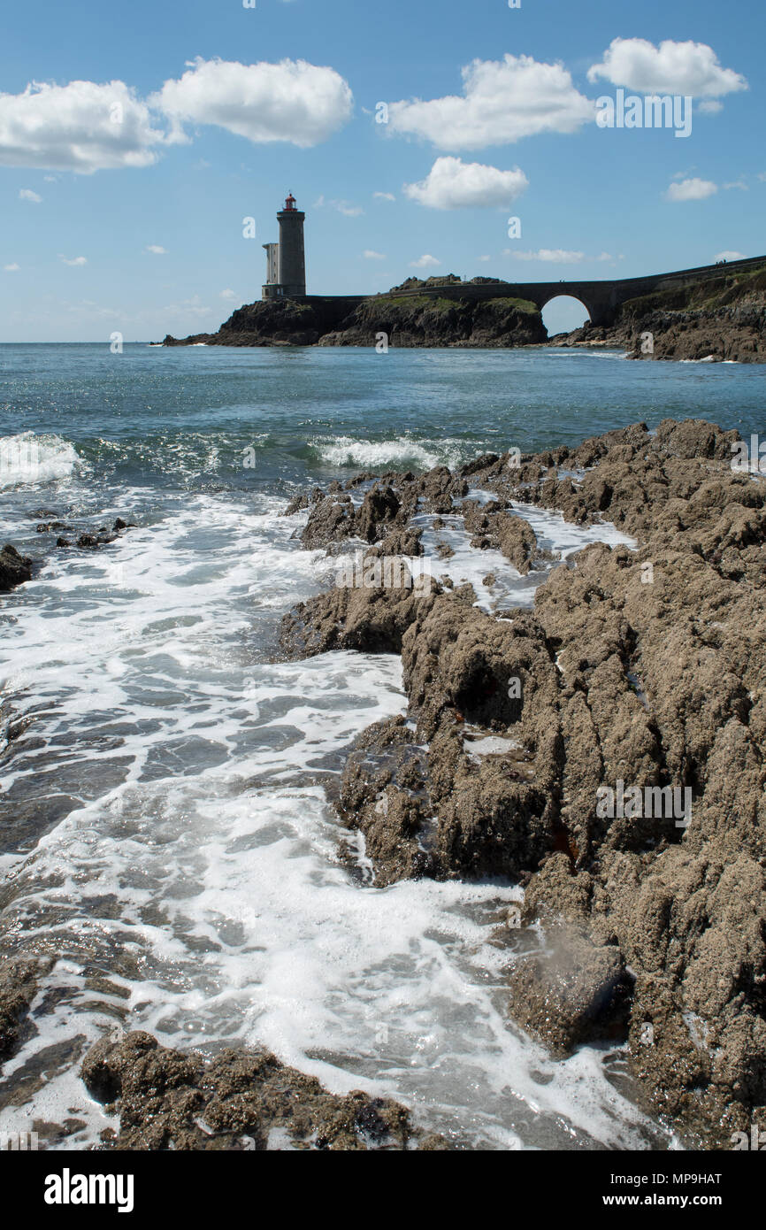 Phare du Petit Minou is a lighthouse near the city of Brest, Brittany, France. Stock Photo