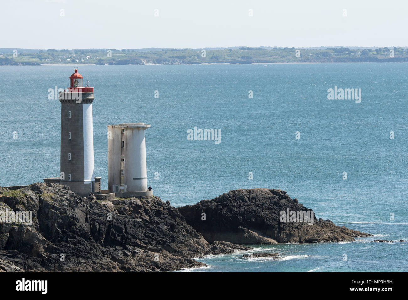 Phare du Petit Minou is a lighthouse near the city of Brest, Brittany, France. Stock Photo