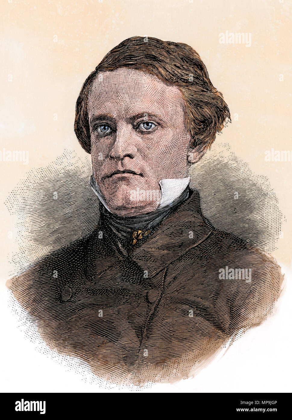 John C. Breckinridge, US Vice President, about 1850. Hand-colored woodcut drawn from a daguerreotype Stock Photo