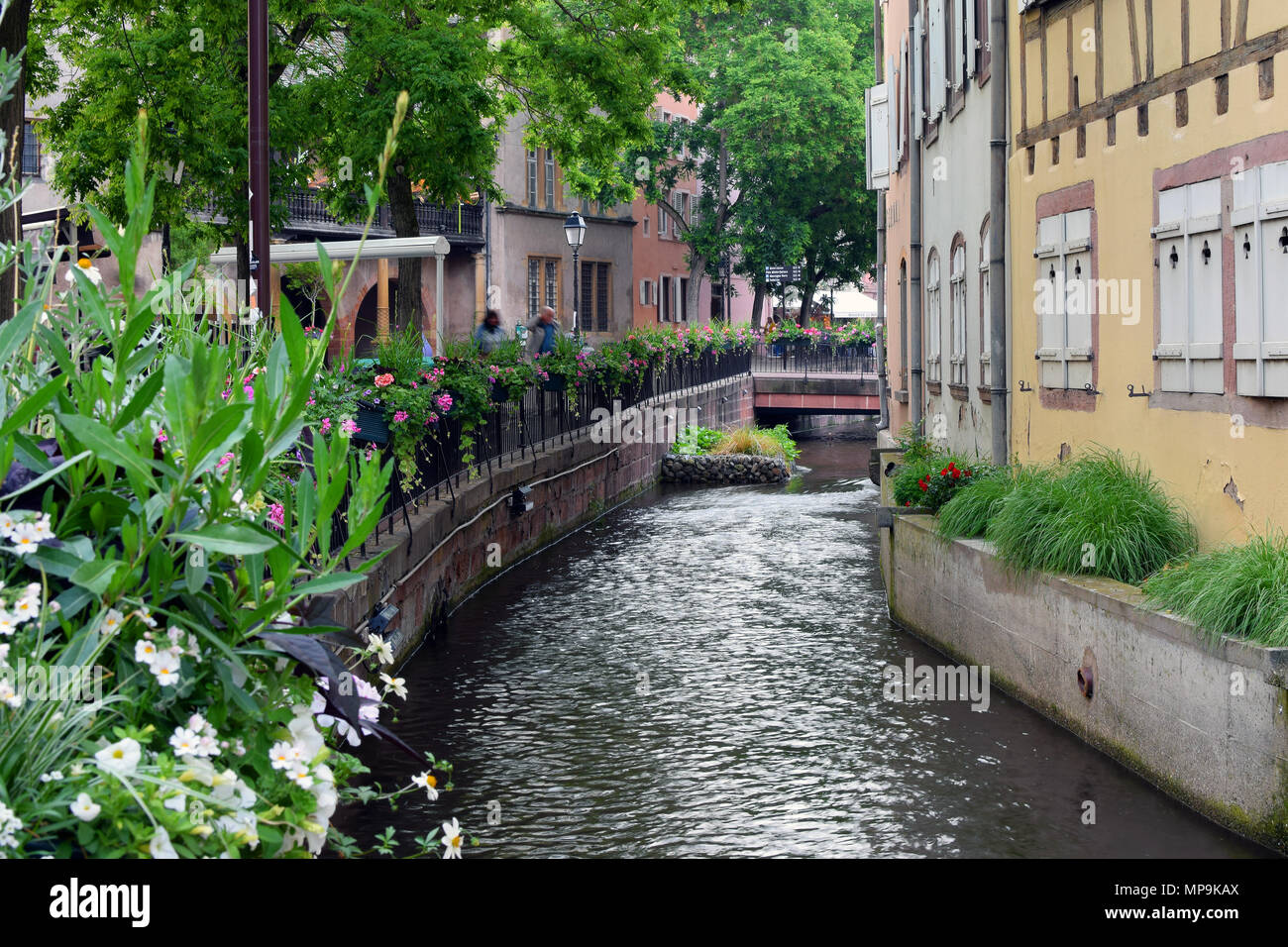 COLMAR, FRANCE - May 17, 2018: Small canal in Colmar town. Stock Photo
