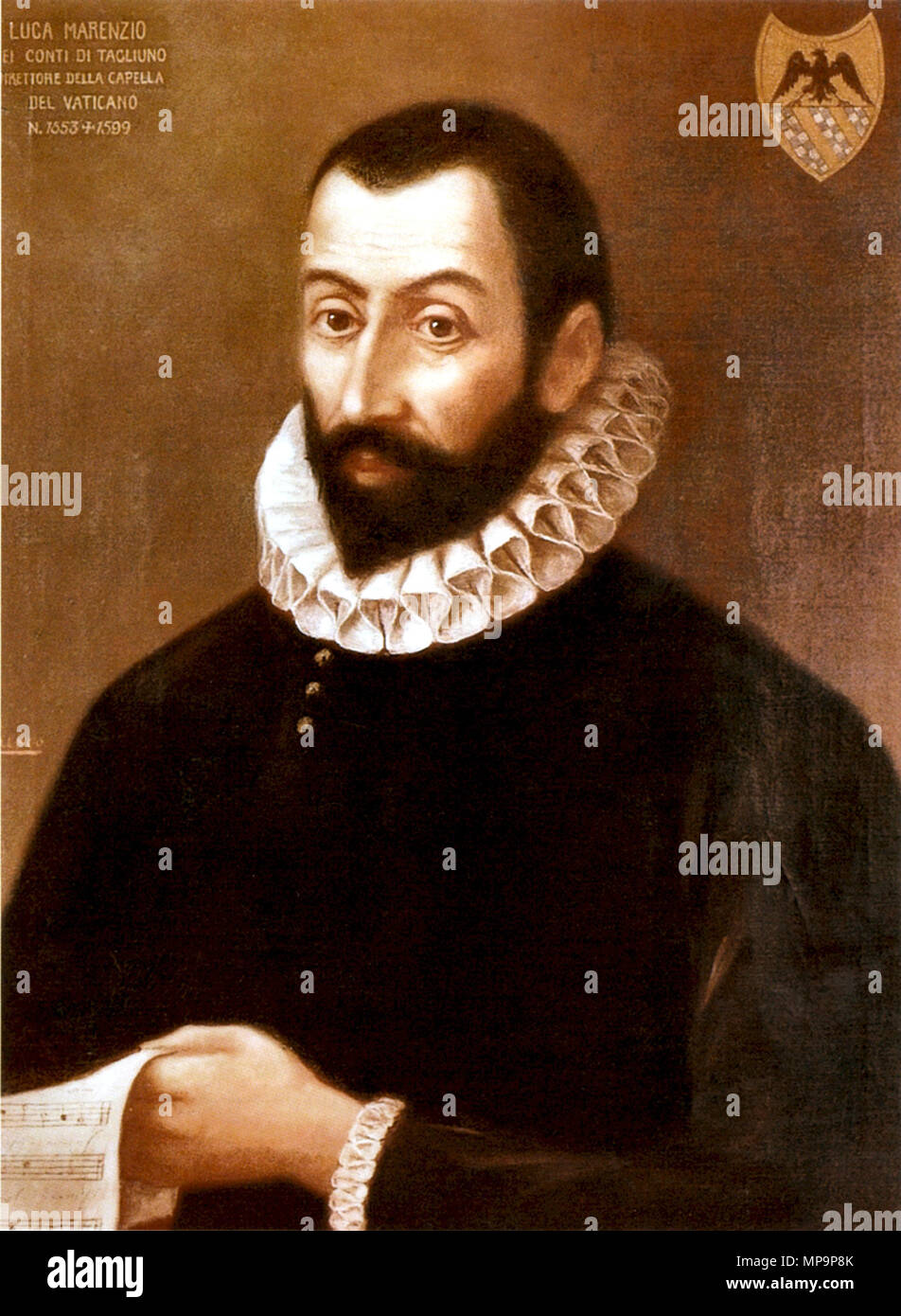 . Deutsch: Luca Marenzio conte di Tagliuno e Talgate, Komponist des 16. Jahrhunderts . circa 1560. Italienischer Maler des 16. Jahrhunderts 828 Luca conte Marenzio, Komponist des 16. Jahrhunderts Stock Photo