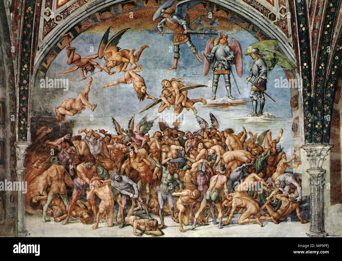 SIGNORELLI, Luca The Damned in Hell Fresco Chapel of San Brizio, Duomo,  Orvieto . between 1499 and 1502. see filename or category 829 Luca  signorelli, cappella di san brizio, dannati all'inferno 01 Stock Photo -  Alamy