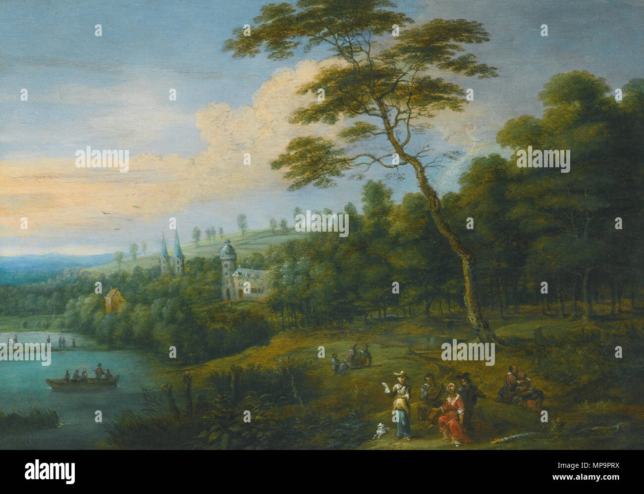 The four seasons - Spring  between 1640 and 1672.   830 Lucas van Uden - The four seasons - Spring Stock Photo