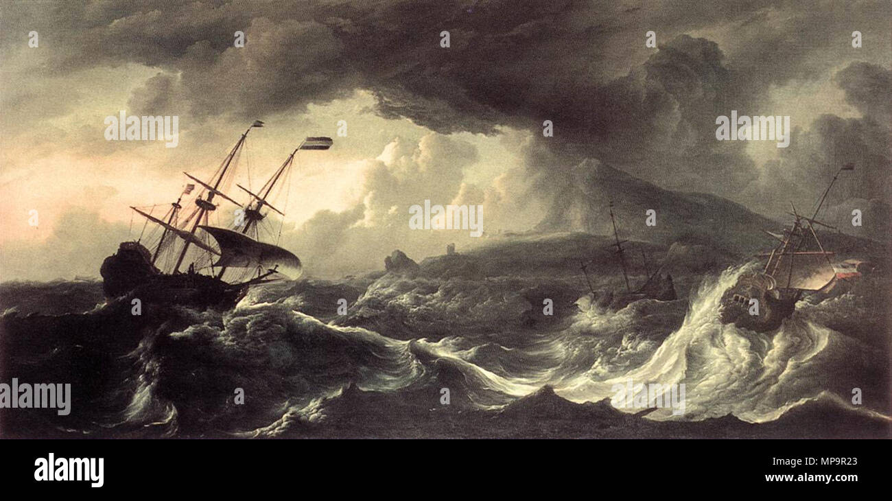 English: Ships Running Aground in a Storm 1690s. 831 Ludolf Bakhuizen ...