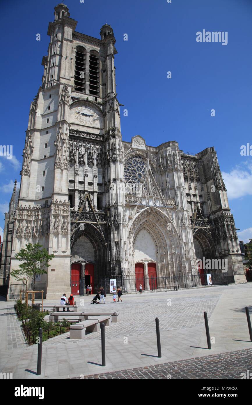 Architectural detail of Cathedral of St Pierre et St Paul Troyes Aube Champagne France Stock Photo