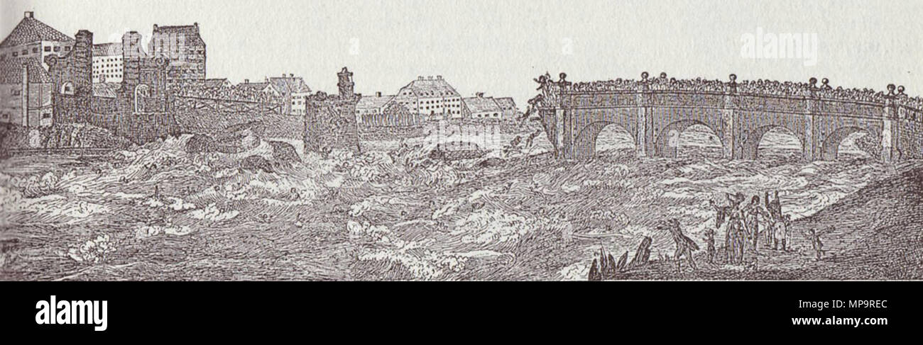 . Deutsch: Der Einsturz der Ludwigsbrücke in München im Jahr 1813. 1813. Quaglio 833 Ludwigsbruecke quaglio Stock Photo
