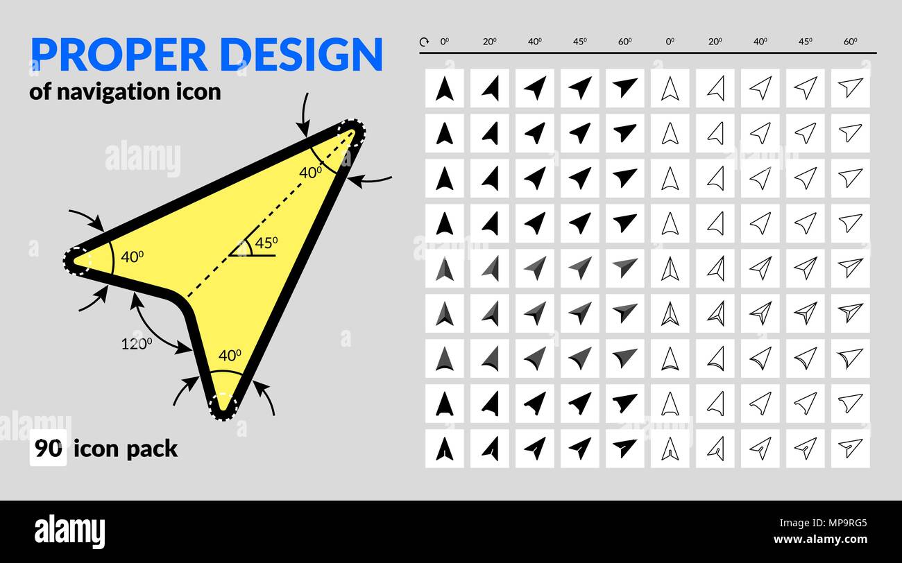 Navigation icon set proper design for map and route navigation in ...