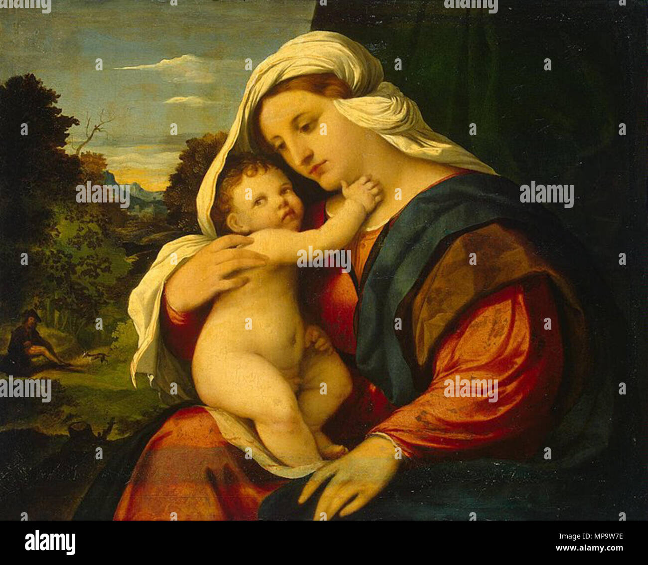 .  English: Author: Jacopo Palma il Vecchio Painting, Oil on canvas, 59x72 cm Origin: Italy, 1515/1516 Personage: Madonna and Child Source of entry: via the State Museum Fund from the collection of V.D. Nabokov, Petrograd, 1919 School: Venetian Theme: The Bible and Christianity Exibition: Italian Art: 13th - 18th centuries . between 1515 and 1516.   Palma Vecchio  (1480–1528)     Alternative names Birth name: Jacopo Negretti  Description Italian painter  Date of birth/death 1480 30 July 1528  Location of birth/death Serina bei Bergamo Venice  Work period Renaissance  Work location Venice  Auth Stock Photo