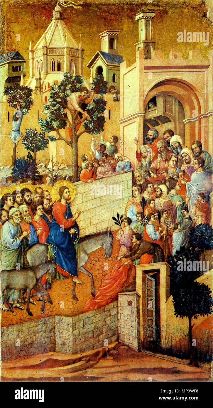 Maesta. Duccio. Christ Entering Jerusalem - back side of Maesta Altar.  November 1308. Duccio di Buoninsegna (1255–1319) Alternative names Duccio  di Buoninsegna, Duccio Description Italian painter Date of birth/death  between 1250