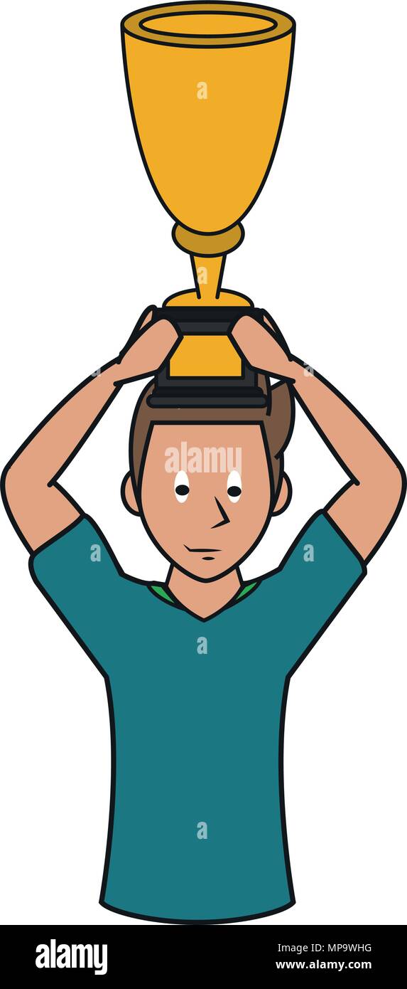 Soccer player with trophy cup Stock Vector Image & Art - Alamy