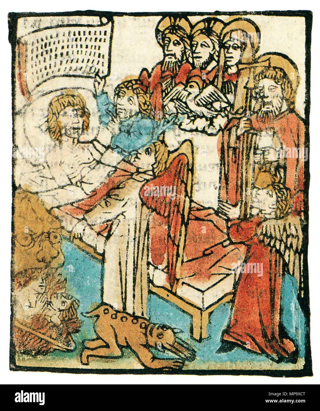 Mahnung zur Demut, Ars moriendi   circa 1460.   845 Mahnung zur Demut (Schneider Ausgabe XII) Stock Photo